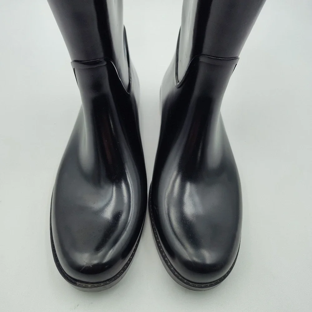 COACH Rain Boots Tall Women Shoes Black Size 10B 40 260(1.5) SEE‎ BCL.0ME-00